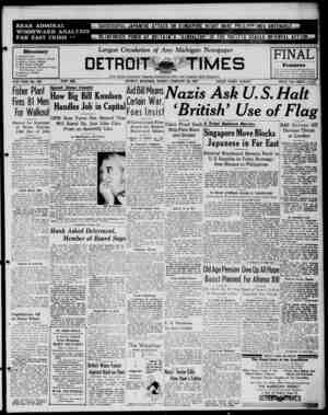 Detroit Evening Times Newspaper February 23, 1941 kapağı
