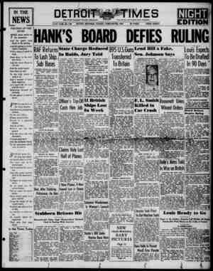Detroit Evening Times Newspaper February 25, 1941 kapağı