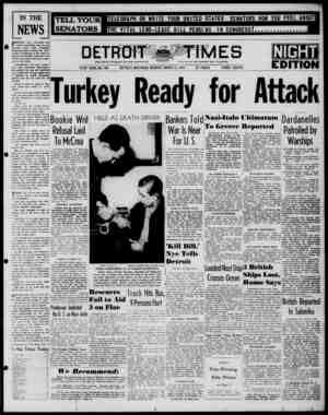 Detroit Evening Times Newspaper March 3, 1941 kapağı