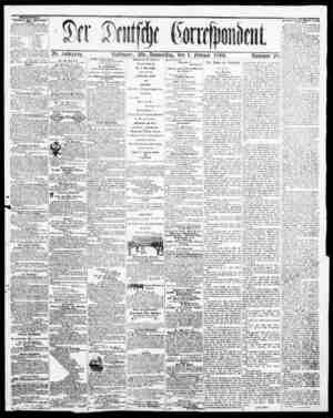 Der Deutsche Correspondent Newspaper 1 Şubat 1866 kapağı