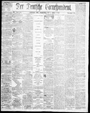 Der Deutsche Correspondent Newspaper 1 Mart 1866 kapağı