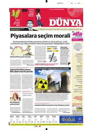  SAYFA 01 SİYAH — MAVİ — KIRMIZI — SARI Kurucusu / NEZİHDEMİRKENT EKONOMİGEPrOLİTİKA ENERJİ Biyokütle tın çağına giriyor BORSA