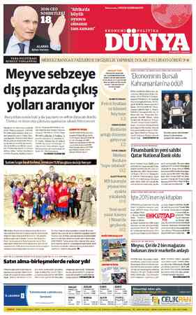  2016 CEO ALARKO Ayhan Yavrucu PARA POLİTİKASI KURULU TOPLANTISI Meyve sebzeye dış pazarda çıkış olları aranıyor Rusya'dan...