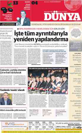  TOBB BAŞKANI HİSARCIKLIOĞLU İstanbul küresel girişimcilik merkezi olmaya en büyük aday Dünyanın önde gelen yatırımcı- ları ve