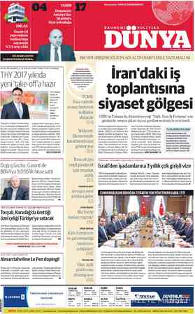  KİLİSBELEDİYE BAŞKANIHASAN KARA: İPTALLER NEDENİYLE 35 BİN KATILIMCI TÜRKİYE'YE GELEMEDİ THY 2017 yılında yeni take-off'a...