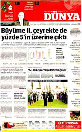  TOFAŞ CEO'SU CENGİZ EROLDU: yüzde TÜİK, zincirlenmiş hacim endek- si serisiyle ikinci çeyrekteki büyü- çeyrek büyümesi yüzde
