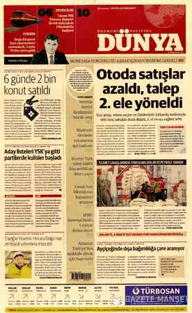  FAİZİN YÜZDE 0.98'E ÇEKİLMESİ CANLILIK YARATTI 6 günde 2 bin konut satıldı Ziraat Bankası öncülü- ğünde bazı bankala-...