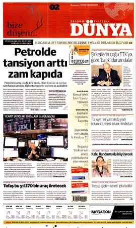  bize düşenZ. TÜREB BAŞKANI MUSTAFA SERDAR ATASEVEN: Petrolde tansiyon arttı zam kapıda Petroldeki artış yüzde 44'ü buldu....