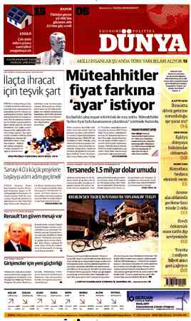  GURUSU JIM RO ASO-DÜNYA YUVARLAK MASA TO İlaçta ih PLANTISI: racat için teşvik şart DÜNYA ve Ankara Sanayi Oda- sı (ASO)...