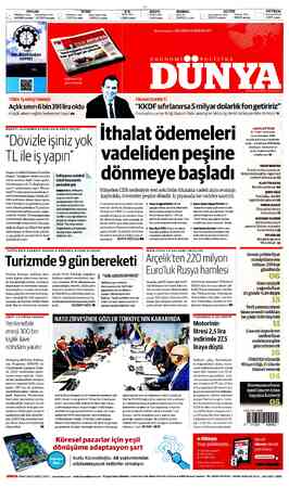 - DOLAR T EURO €/$ T REPO — — BORSA ALTIN | PETROL / TCMBSatış (Dün) — | SerbestPiyasa (Dün) — / TCMBSatış (Dün) | Serbest