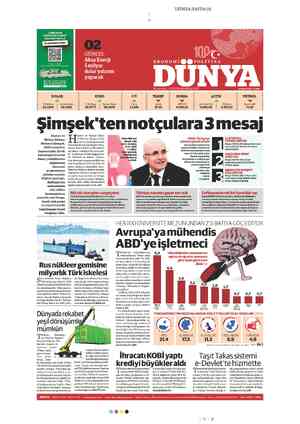  DÜNYA SAYFA 01 & BİNİ AŞKIN KOOPERATİF MARKET SATIŞ NOKTASIYLA GÜNCEL Aksa Enerji 5 milyar dolar yatırım yapacak (€...