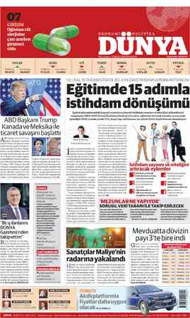  DOLAR A Serbest Piyasa 35,8609 TCMBSatış 35.82'7T4 W ABD Başkanı Trmp EURO TCMBSatış 37.2130 W Kanada ve Meksika ile ticaret