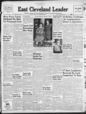 East Cleveland Leader Newspaper August 13, 1953 kapağı