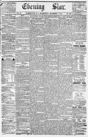 Evening Star Newspaper December 6, 1854 kapağı