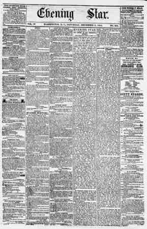 Evening Star Newspaper December 9, 1854 kapağı