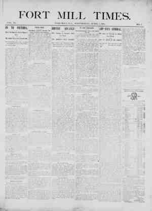 Fort Mill Times Newspaper April 4, 1900 kapağı