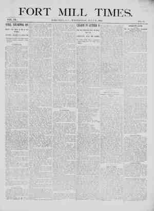 Fort Mill Times Newspaper July 25, 1900 kapağı