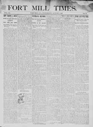 Fort Mill Times Newspaper August 8, 1900 kapağı