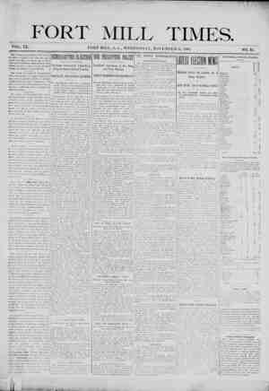 Fort Mill Times Newspaper November 14, 1900 kapağı
