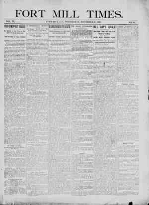 Fort Mill Times Newspaper November 21, 1900 kapağı