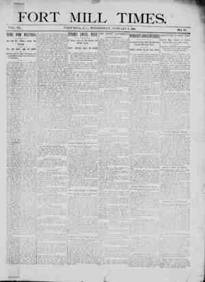 Fort Mill Times Newspaper January 2, 1901 kapağı