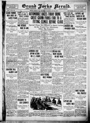Grand Forks Herald Newspaper 29 Temmuz 1916 kapağı