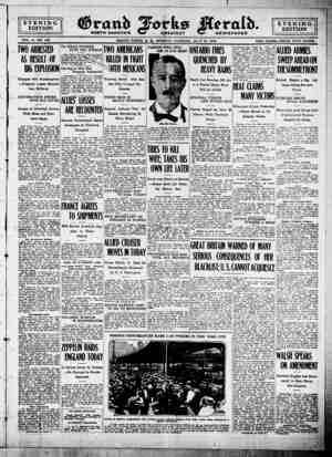 Grand Forks Herald Newspaper 31 Temmuz 1916 kapağı