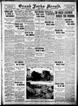 Grand Forks Herald Gazetesi August 3, 1916 kapağı