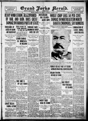 Grand Forks Herald Newspaper 4 Ağustos 1916 kapağı