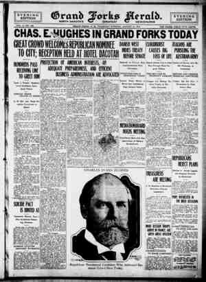 Grand Forks Herald Newspaper 10 Ağustos 1916 kapağı