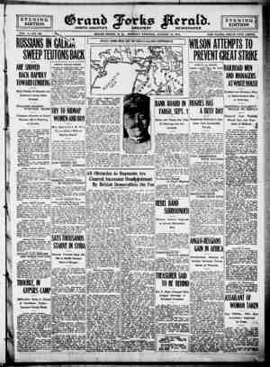 Grand Forks Herald Newspaper 14 Ağustos 1916 kapağı