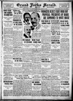 Grand Forks Herald Gazetesi August 17, 1916 kapağı
