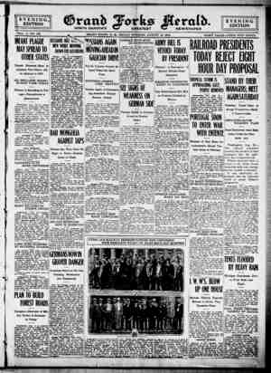 Grand Forks Herald Gazetesi August 18, 1916 kapağı