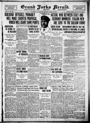 Grand Forks Herald Newspaper 21 Ağustos 1916 kapağı