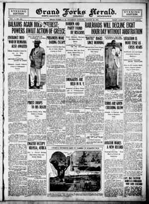 Grand Forks Herald Newspaper 26 Ağustos 1916 kapağı