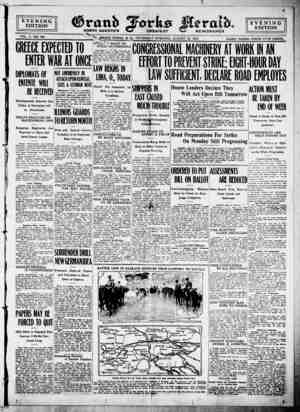 Grand Forks Herald Newspaper 31 Ağustos 1916 kapağı
