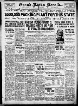 Grand Forks Herald Newspaper 1 Eylül 1916 kapağı