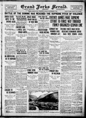 Grand Forks Herald Gazetesi September 5, 1916 kapağı