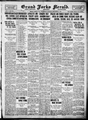 Grand Forks Herald Gazetesi September 6, 1916 kapağı