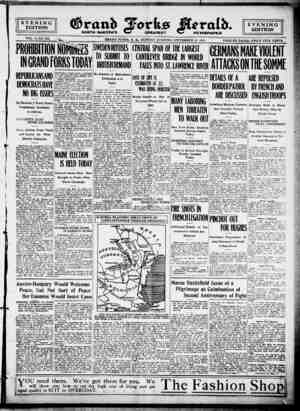 Grand Forks Herald Newspaper 11 Eylül 1916 kapağı