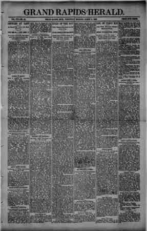 Grand Rapids Herald Newspaper March 2, 1892 kapağı
