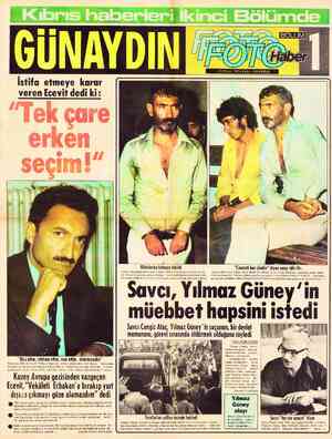 Günaydın Gazetesi 17 Eylül 1974 kapağı