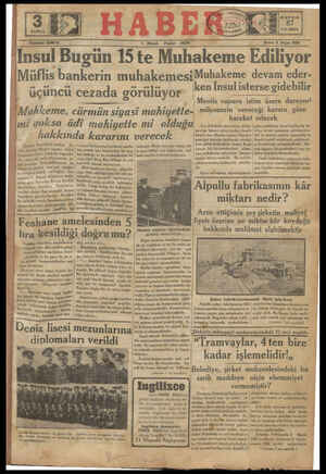 Haber Gazetesi 1 Nisan 1934 kapağı