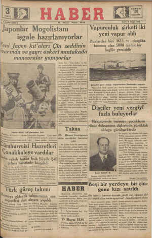 Haber Gazetesi 15 Nisan 1934 kapağı