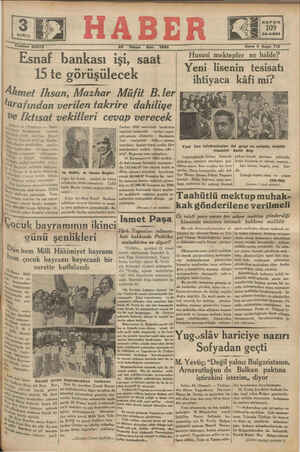 Haber Gazetesi 24 Nisan 1934 kapağı