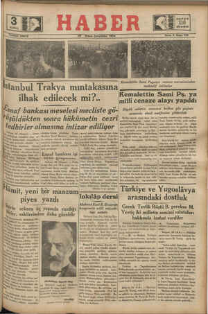 Haber Gazetesi 25 Nisan 1934 kapağı