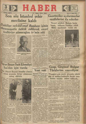 Haber Gazetesi 27 Nisan 1934 kapağı