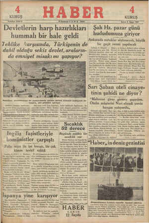 Haber Gazetesi 8 Haziran 1934 kapağı