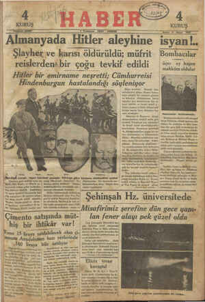Haber Gazetesi 1 Temmuz 1934 kapağı