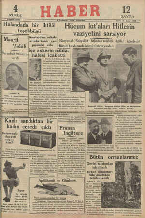 Haber Gazetesi 9 Temmuz 1934 kapağı
